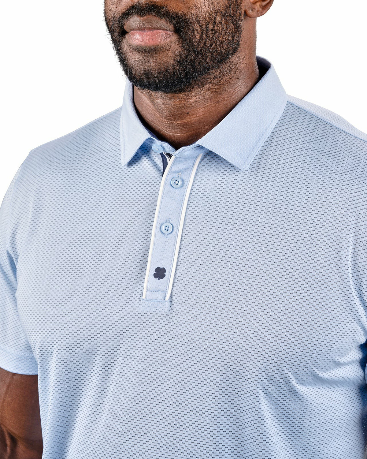 Black Clover Breathable Men's Light Blue Golf Polo for Classic Style