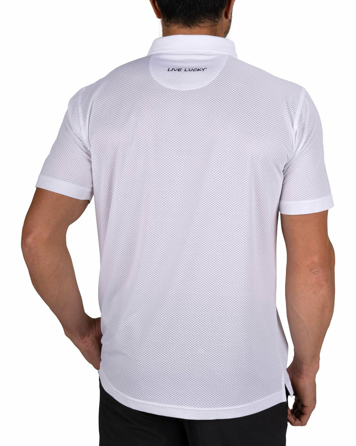 Black Clover Breathable Men's White Golf Polo for Classic Style