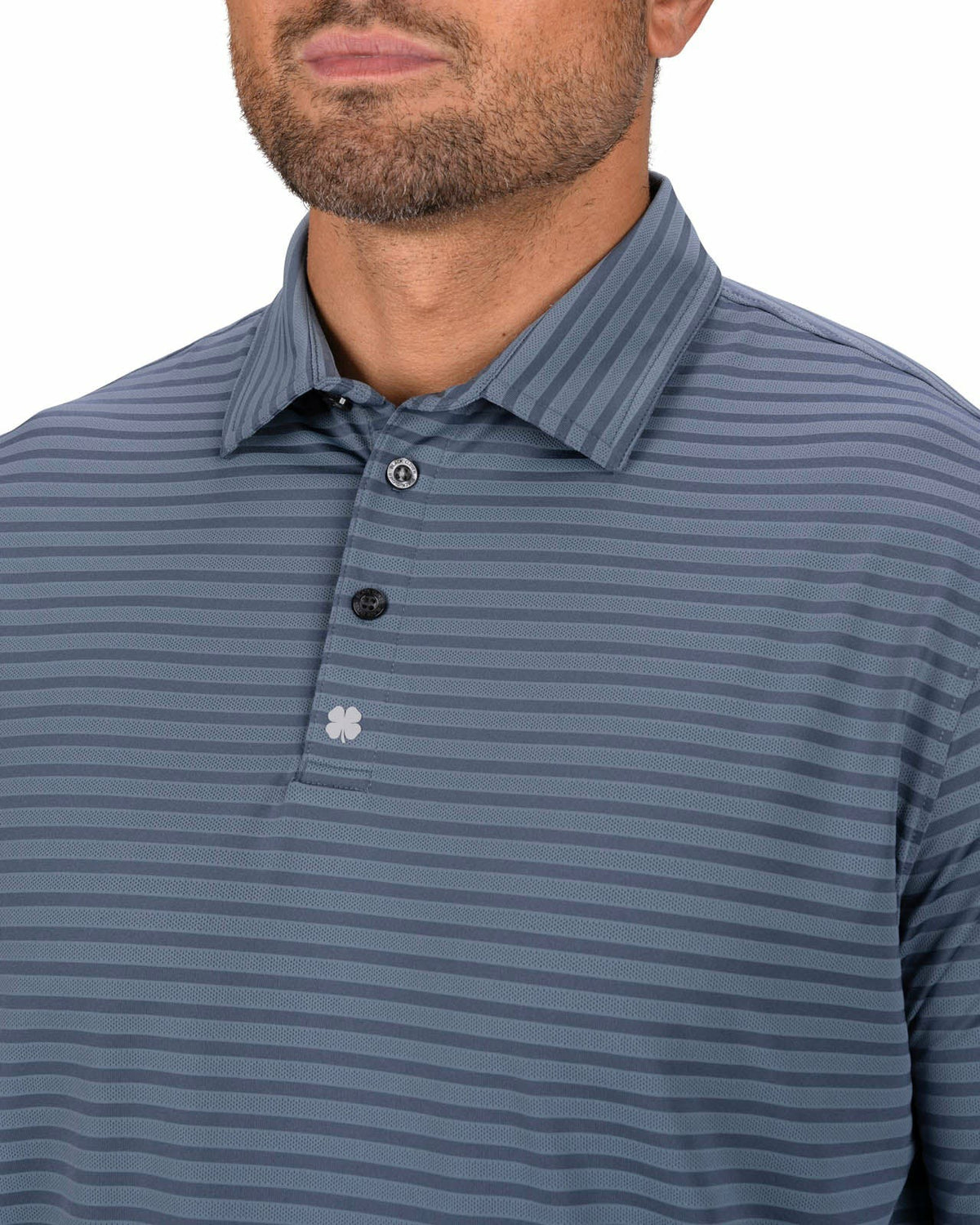 Black Clover Men’s Stylish Black Striped Polo for Golf and Business