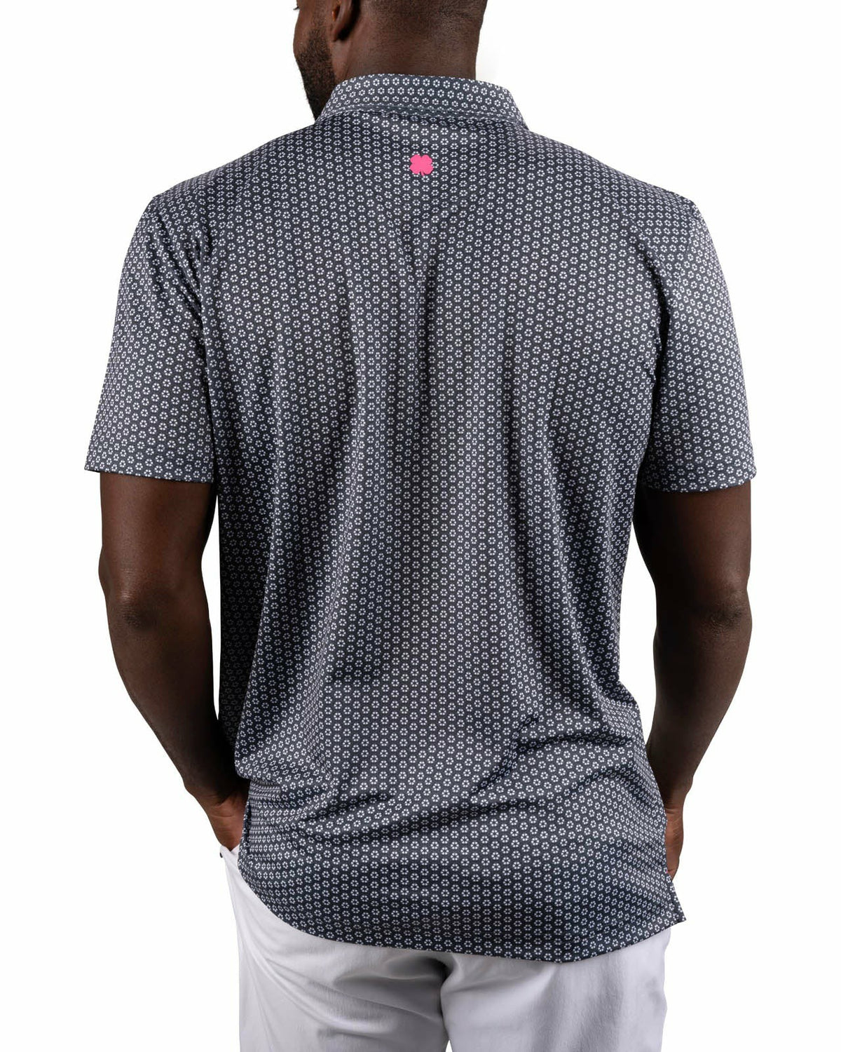Black Clover Men's Stylish Black Golf Polo with Floral Pattern