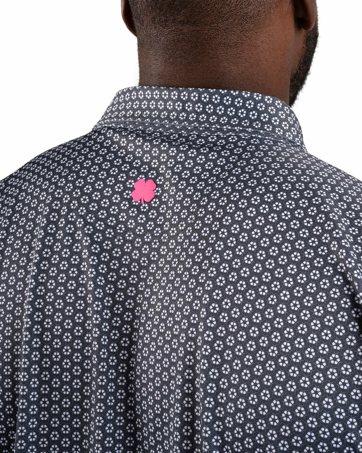Black Clover Men's Stylish Black Golf Polo with Floral Pattern