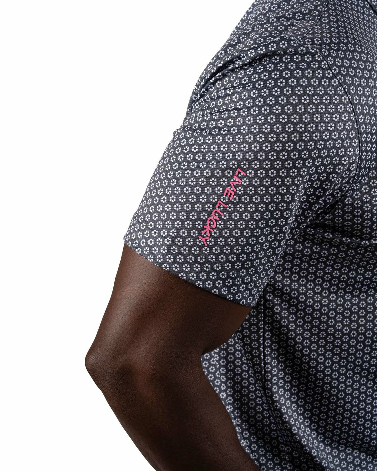 Black Clover Men's Stylish Black Golf Polo with Floral Pattern