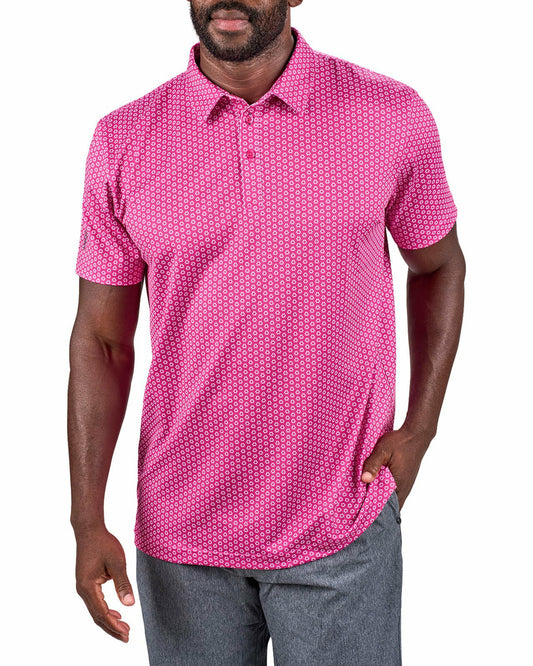 Black Clover Men's Stylish Pink Golf Polo with Floral Pattern