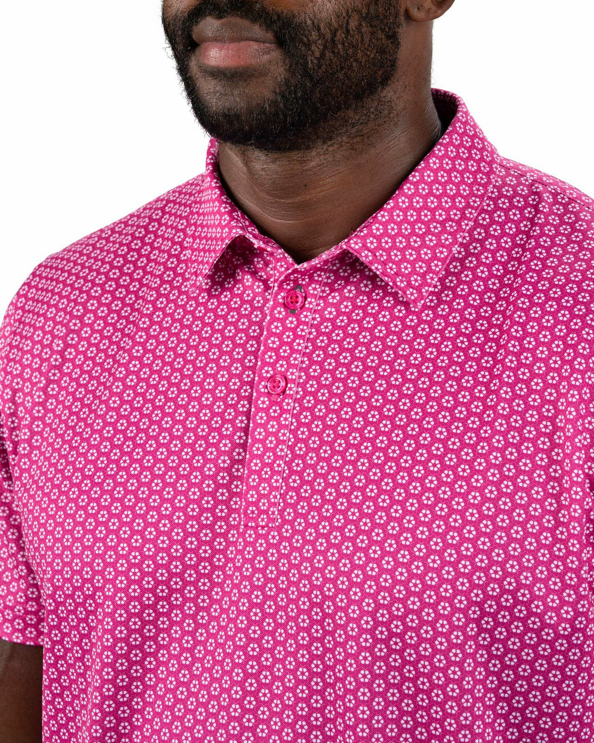 Black Clover Men's Stylish Pink Golf Polo with Floral Pattern