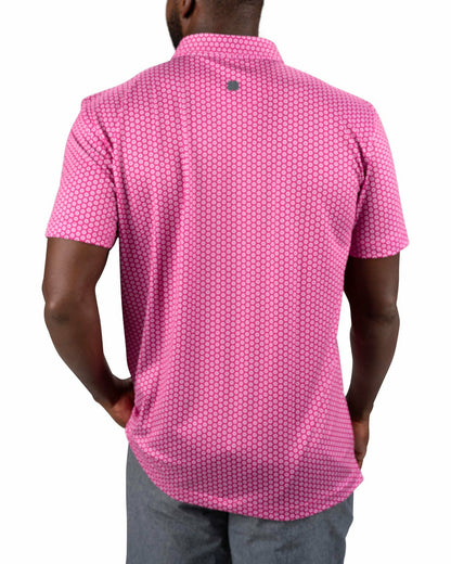 Black Clover Men's Stylish Pink Golf Polo with Floral Pattern