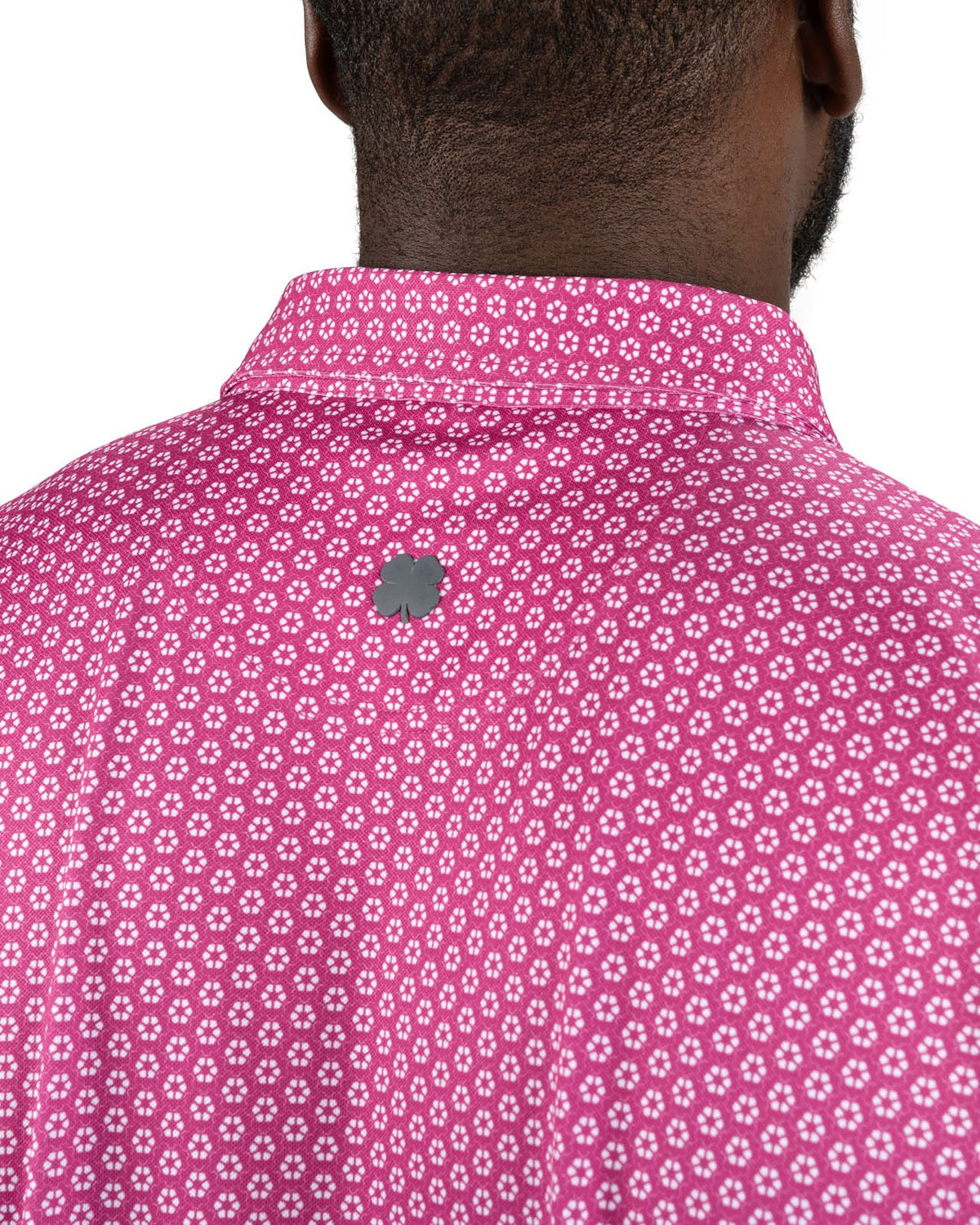 Black Clover Men's Stylish Pink Golf Polo with Floral Pattern