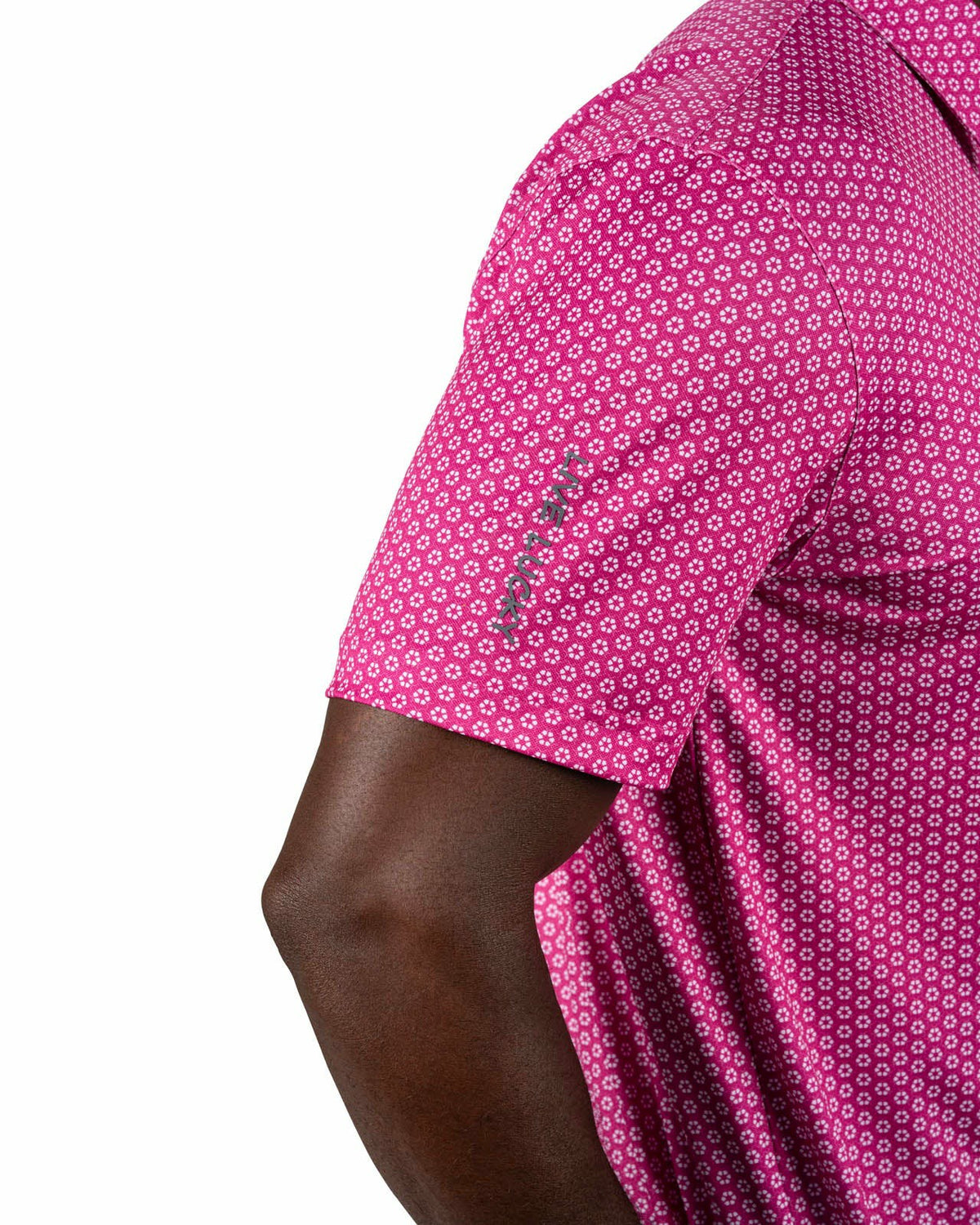 Black Clover Men's Stylish Pink Golf Polo with Floral Pattern