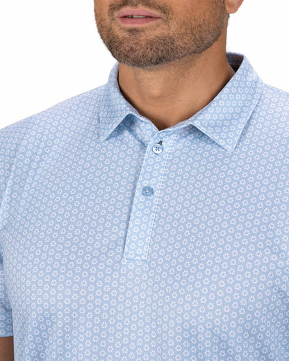Black Clover Men's Stylish Light Blue Golf Polo with Floral Pattern