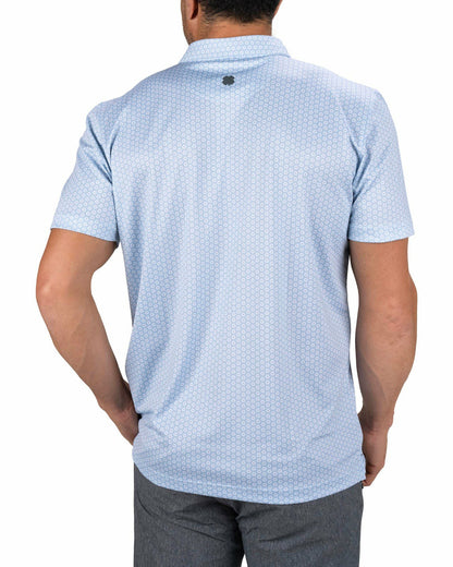 Black Clover Men's Stylish Light Blue Golf Polo with Floral Pattern