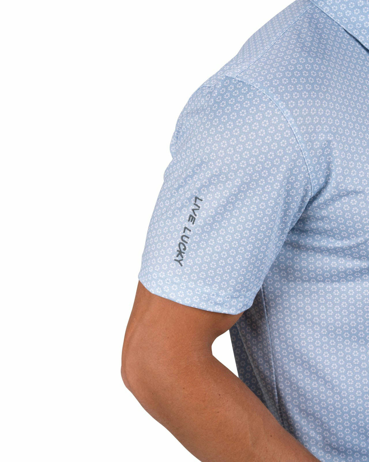Black Clover Men's Stylish Light Blue Golf Polo with Floral Pattern