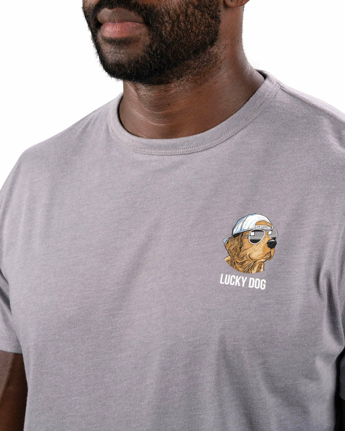 Black Clover Men's Dark Grey Graphic Tee with Dog Logo