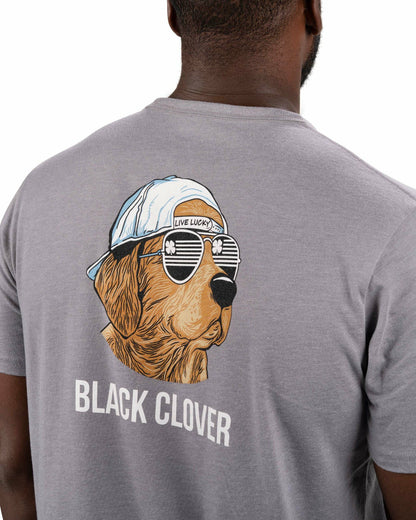 Black Clover Men's Dark Grey Graphic Tee with Dog Logo