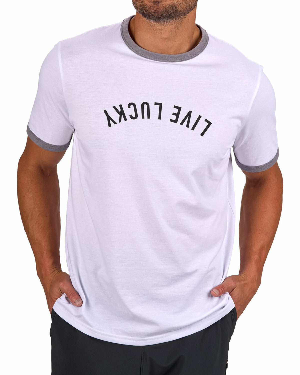 Black Clover Super Soft Men's White Graphic Tee with Live Lucky logo