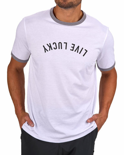 Black Clover Super Soft Men's White Graphic Tee with Live Lucky logo