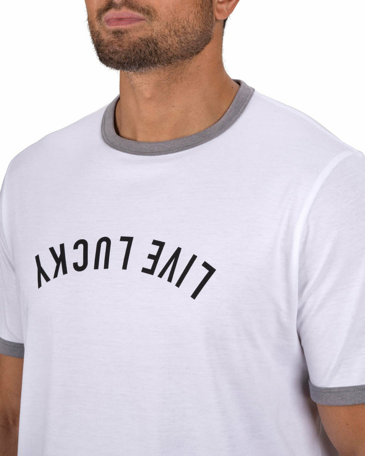 Black Clover Super Soft Men's White Graphic Tee with Live Lucky logo