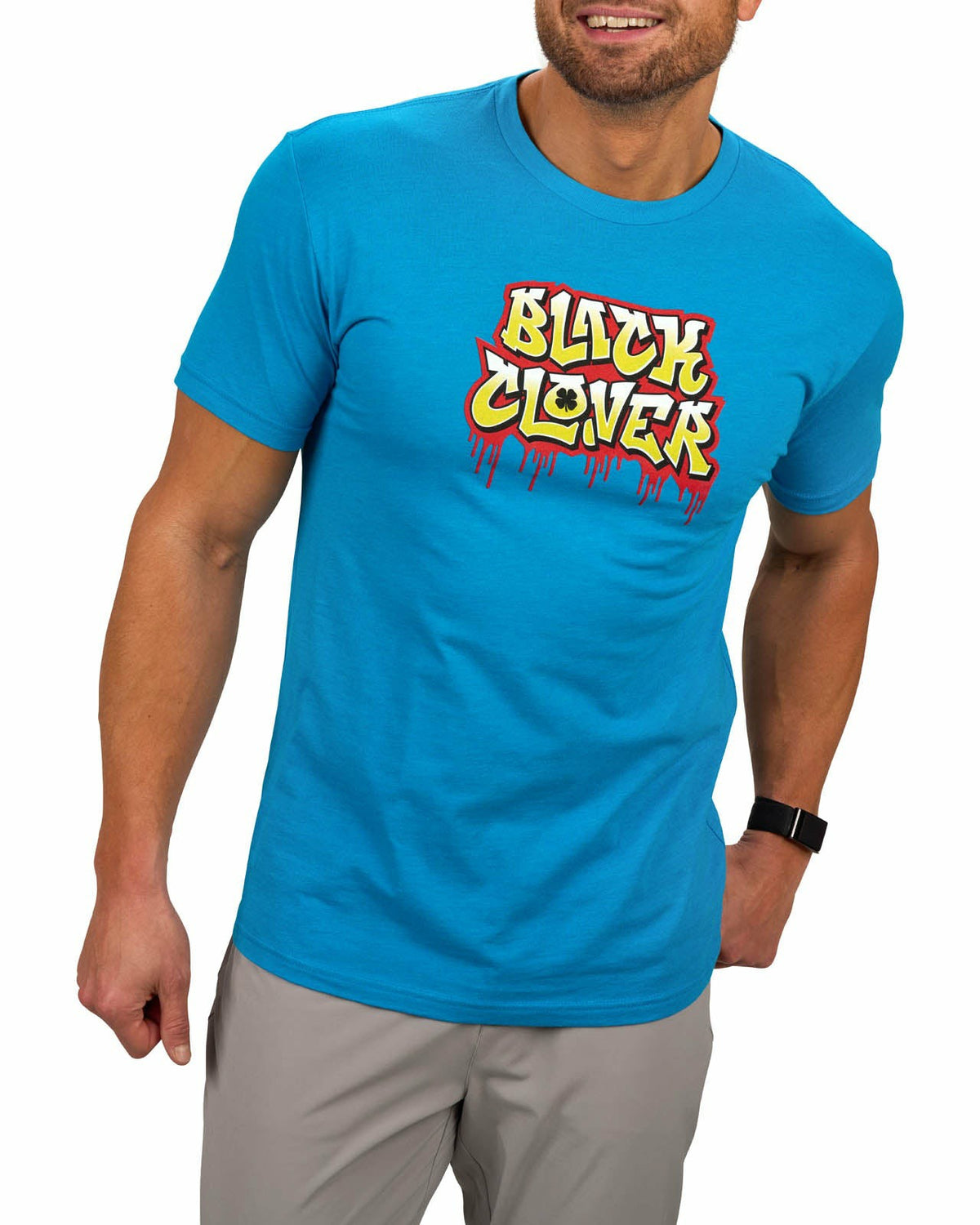 Black Clover Men's Turquoise Graffiti Graphic Tee for Golf & Lifestyle