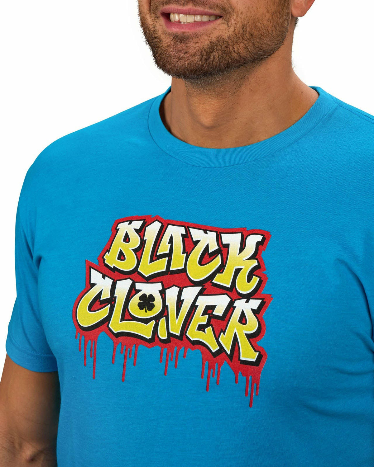 Black Clover Men's Turquoise Graffiti Graphic Tee for Golf & Lifestyle