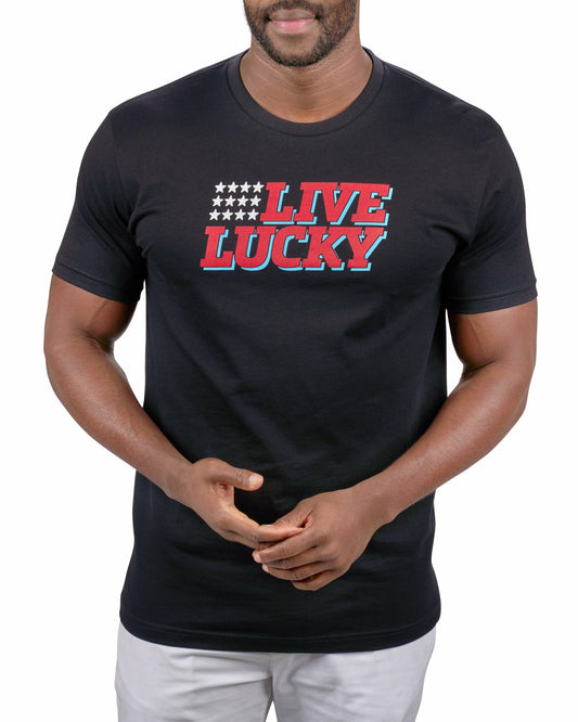 Black Clover Men's Black and Red Patriotic Graphic Tee
