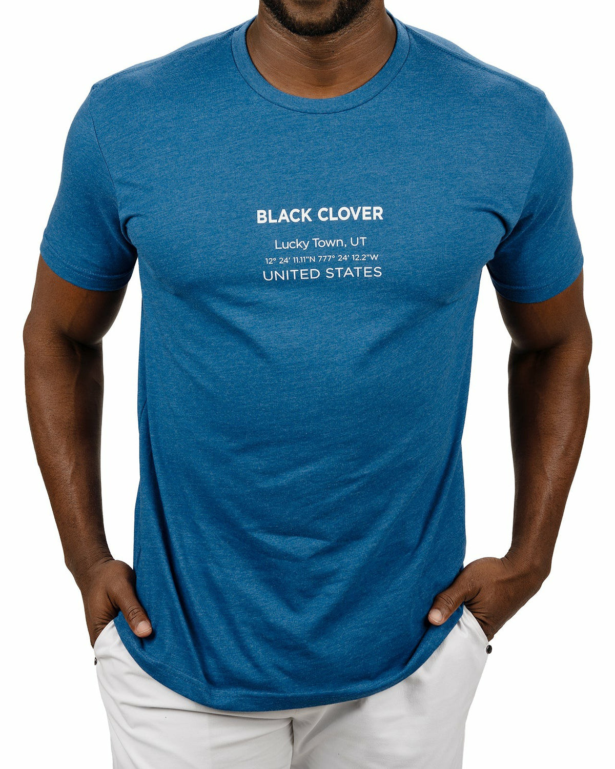 Black Clover Men's Heather Blue and White Graphic Tee