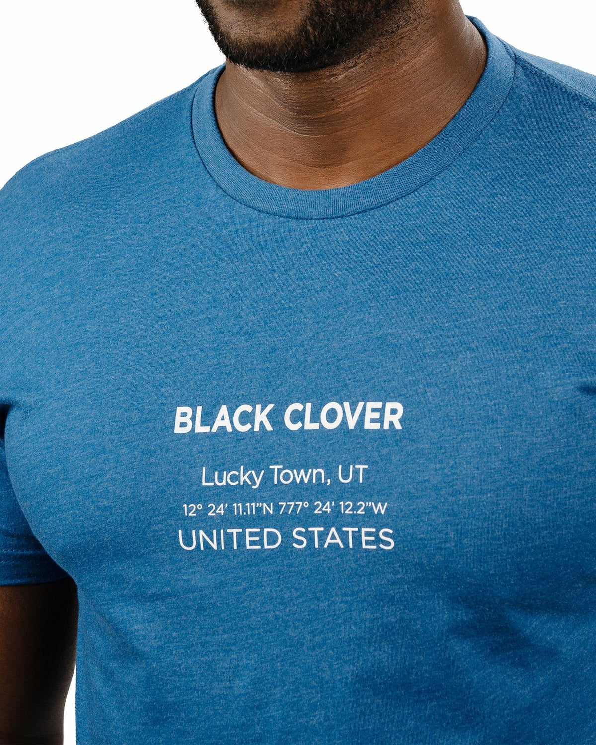 Black Clover Men's Heather Blue and White Graphic Tee