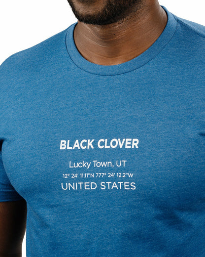 Black Clover Men's Heather Blue and White Graphic Tee
