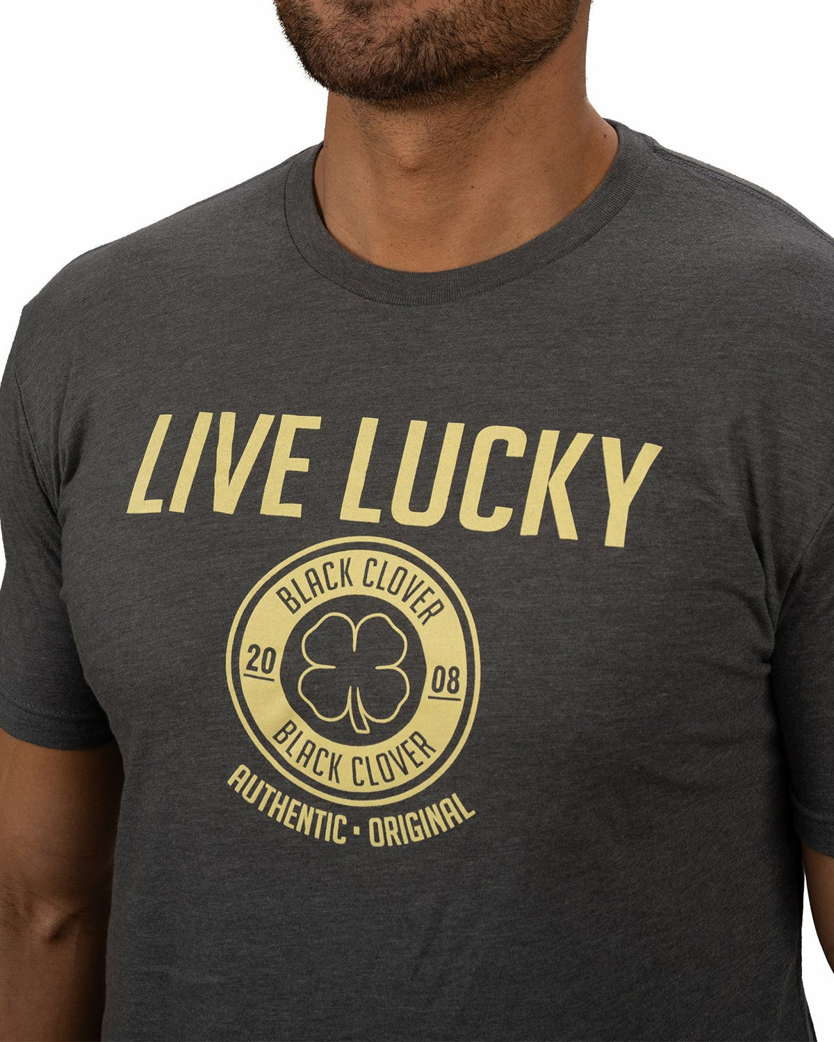 Black Clover Men's Heather Gray and Yellow Graphic Tee