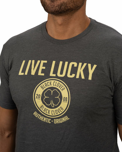 Black Clover Men's Heather Gray and Yellow Graphic Tee