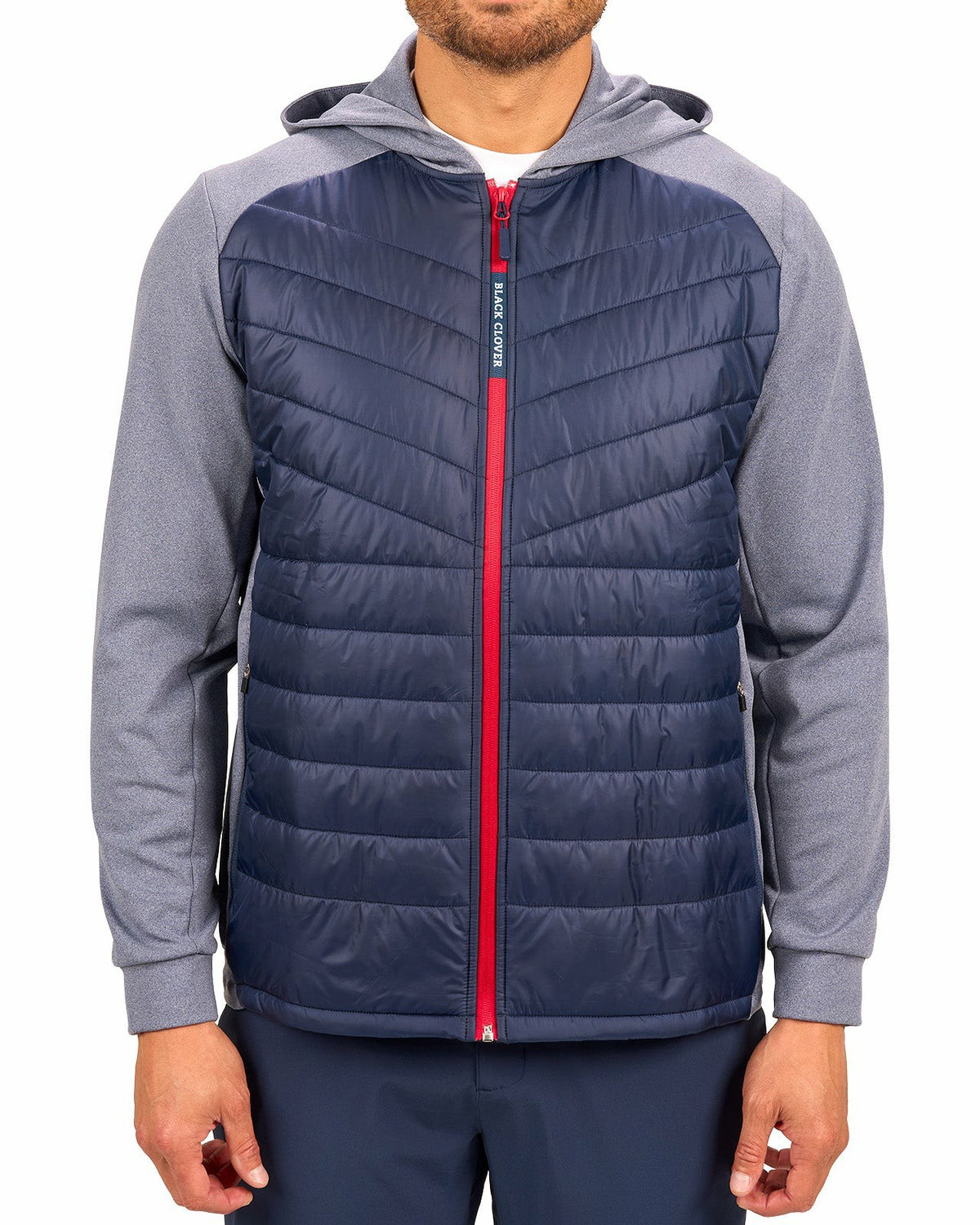 Black Clover Men's Blue Quilted Jacket Hoodie