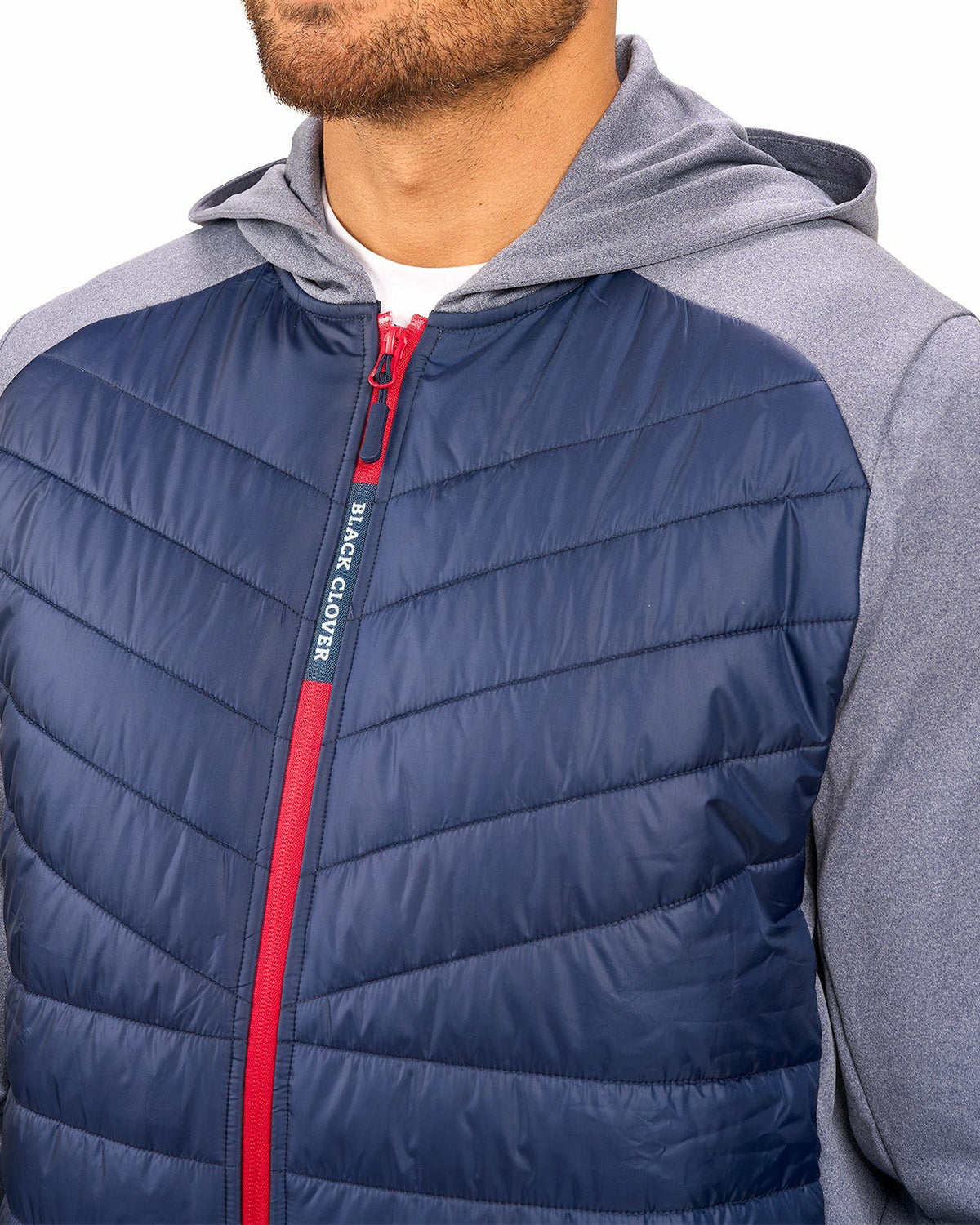 Black Clover Men's Blue Quilted Jacket Hoodie