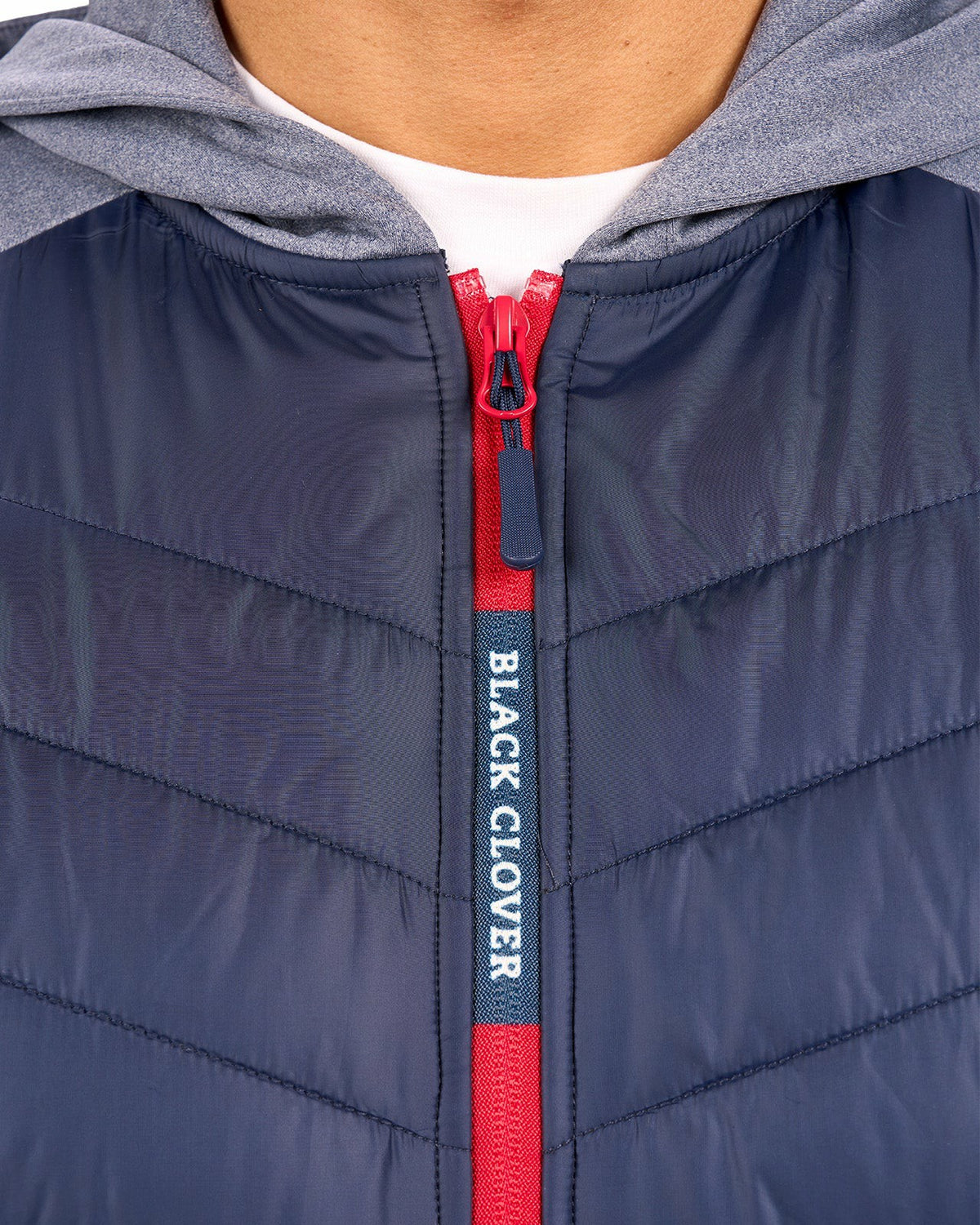 Black Clover Men's Blue Quilted Jacket Hoodie
