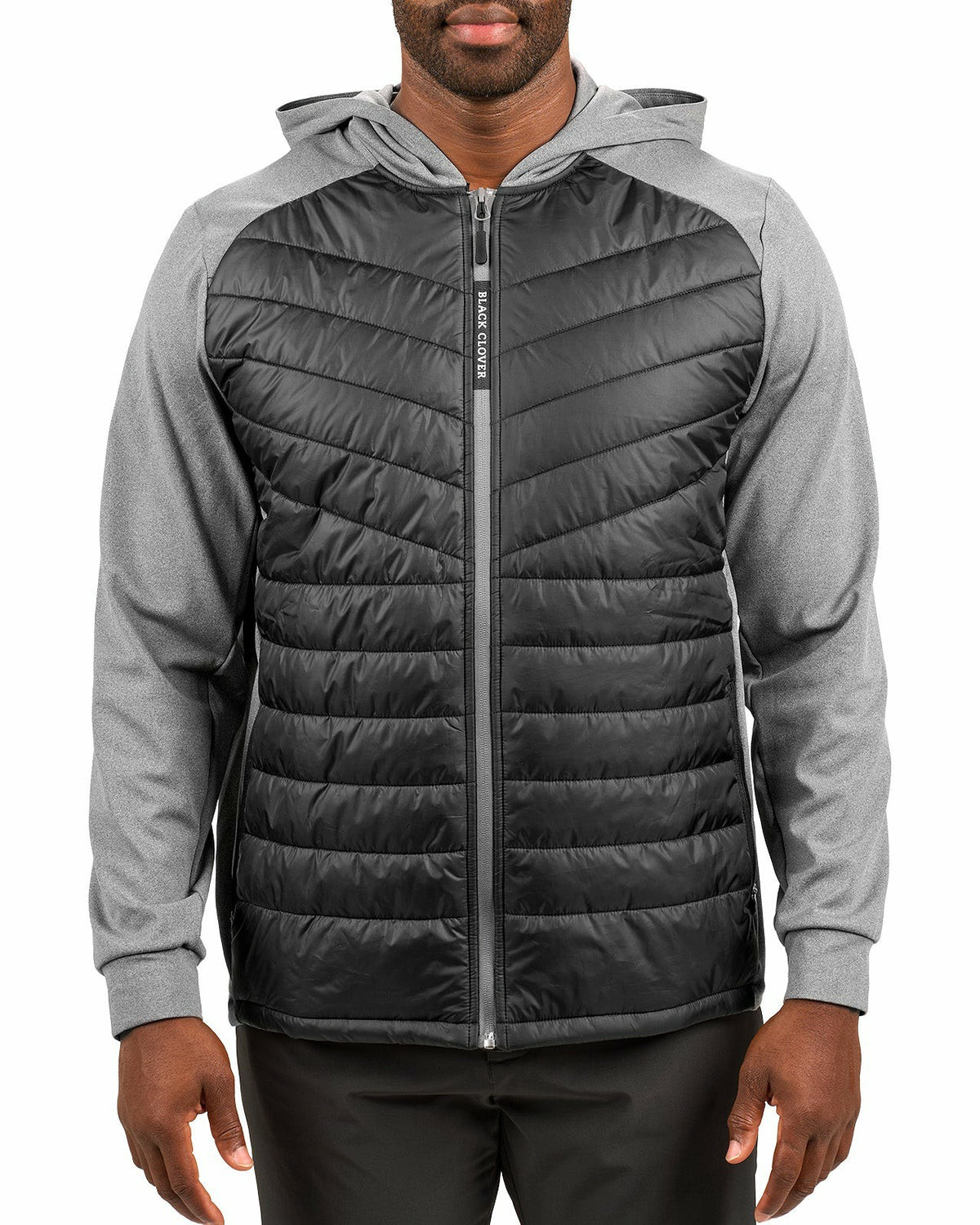 Black Clover Men's Black Quilted Jacket Hoodie