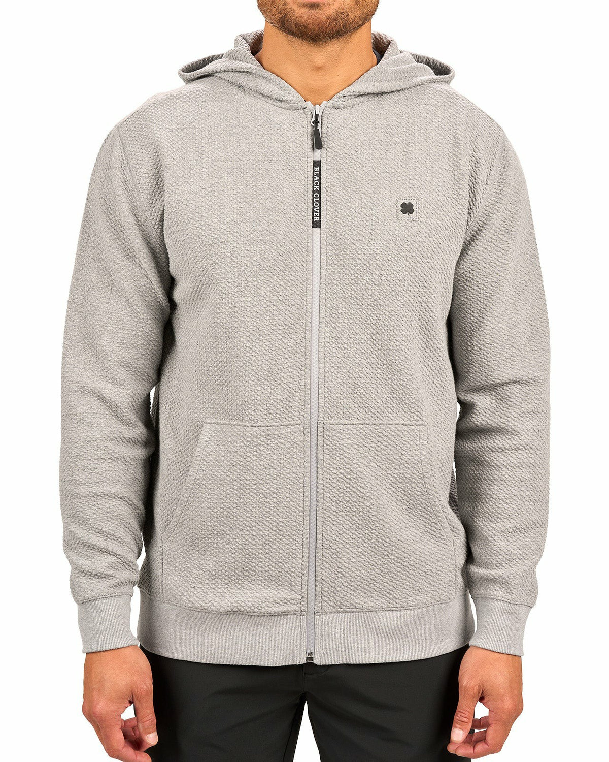 Black Clover Men's Textured Grey Zip Hoodie