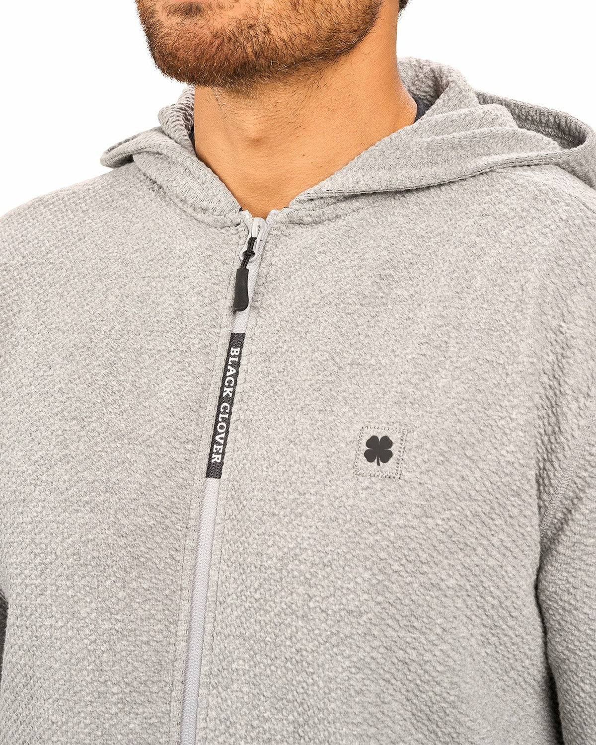 Black Clover Men's Textured Grey Zip Hoodie
