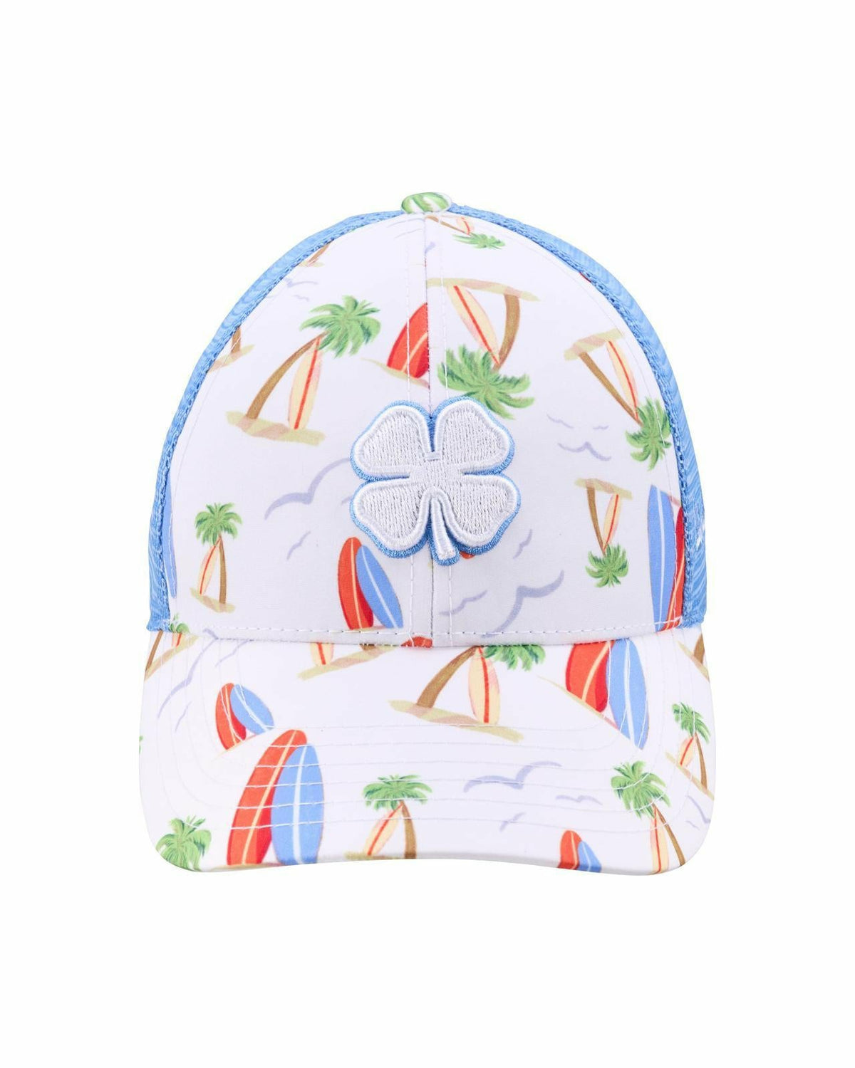 Black Clover Unisex White and Blue Floral Print Tropical Trucker Hat