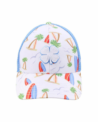 Black Clover Unisex White and Blue Floral Print Tropical Trucker Hat
