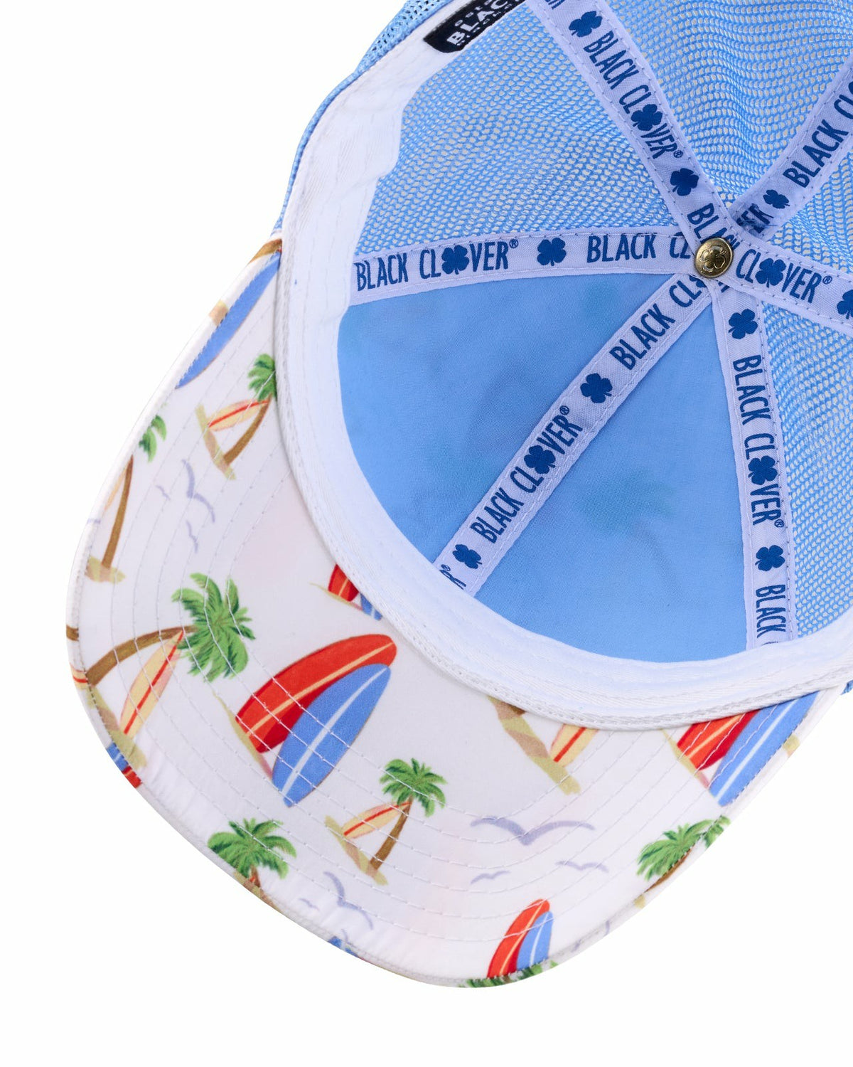 Black Clover Unisex White and Blue Floral Print Tropical Trucker Hat