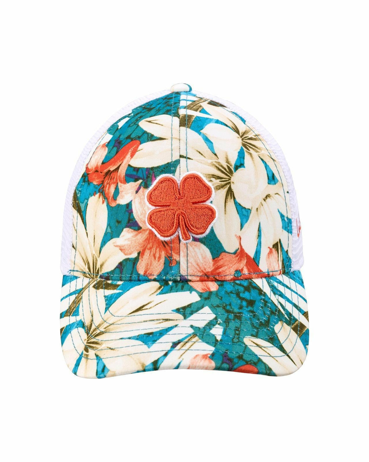 Black Clover Unisex Red and Blue Floral Print Tropical Trucker Hat