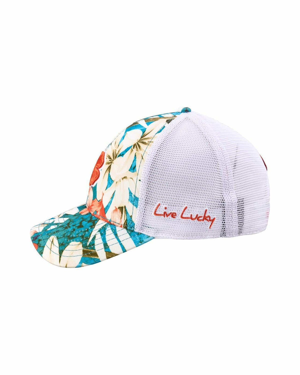 Black Clover Unisex Red and Blue Floral Print Tropical Trucker Hat