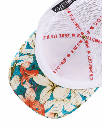 Black Clover Unisex Red and Blue Floral Print Tropical Trucker Hat
