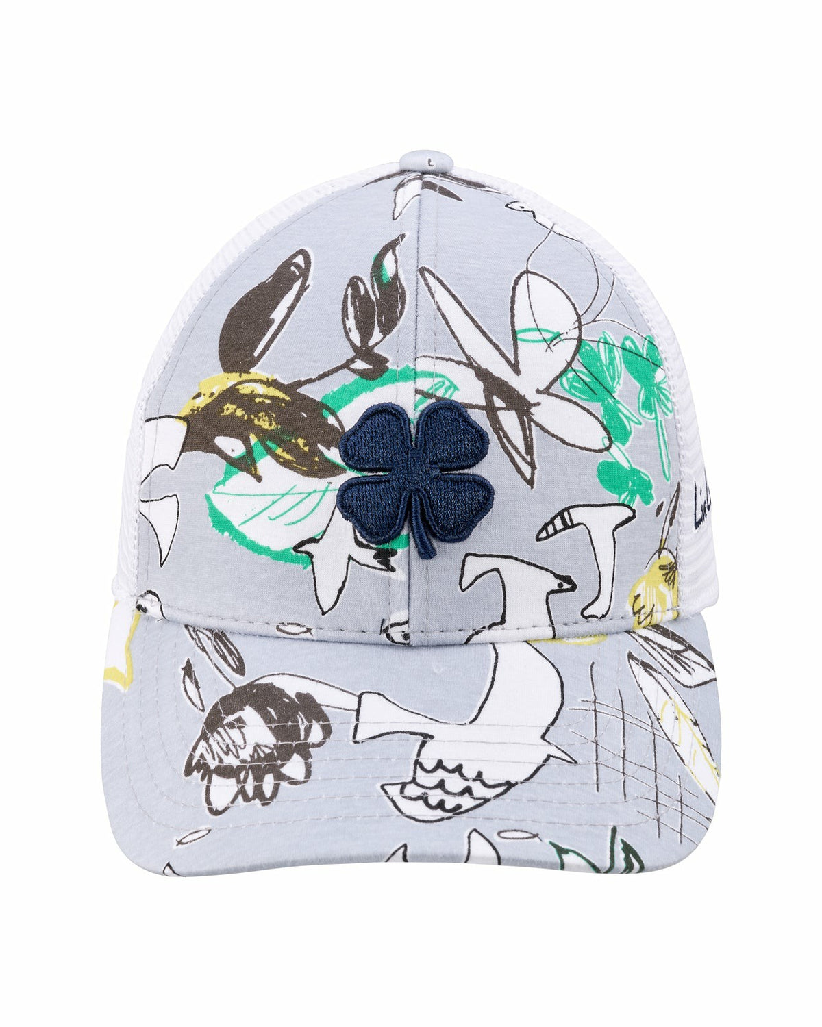 Black Clover Unisex Blue and Navy Floral Print Tropical Trucker Hat
