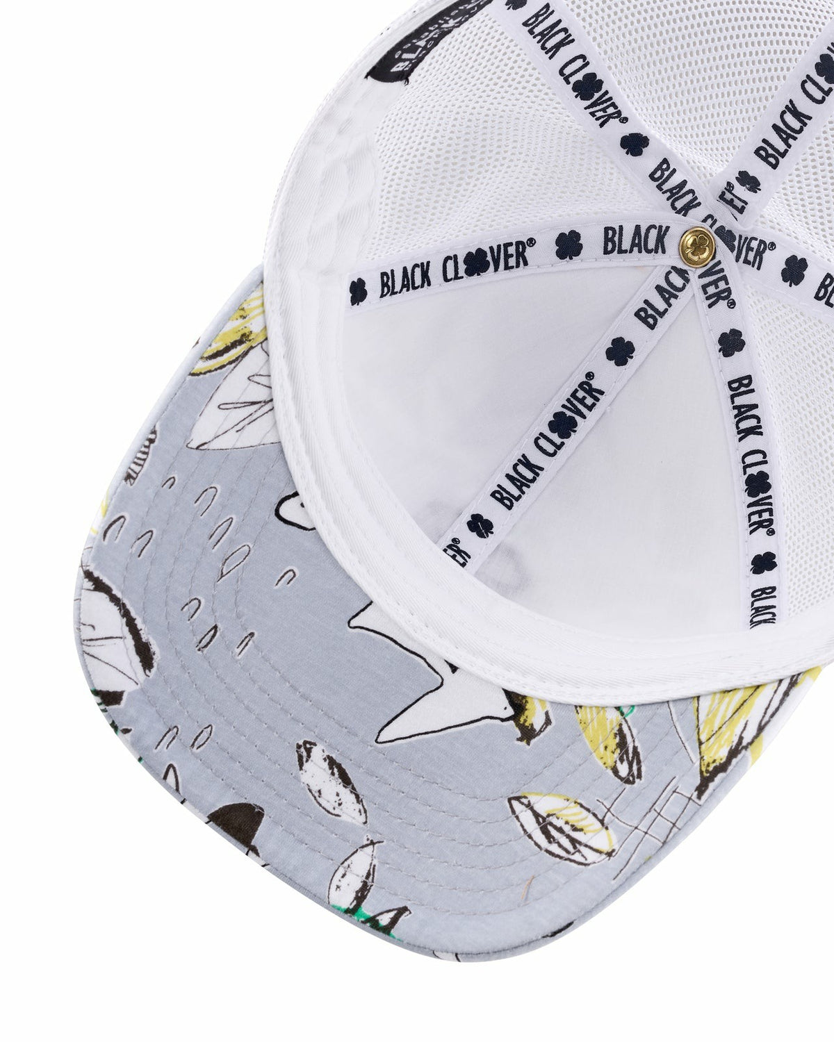 Black Clover Unisex Blue and Navy Floral Print Tropical Trucker Hat