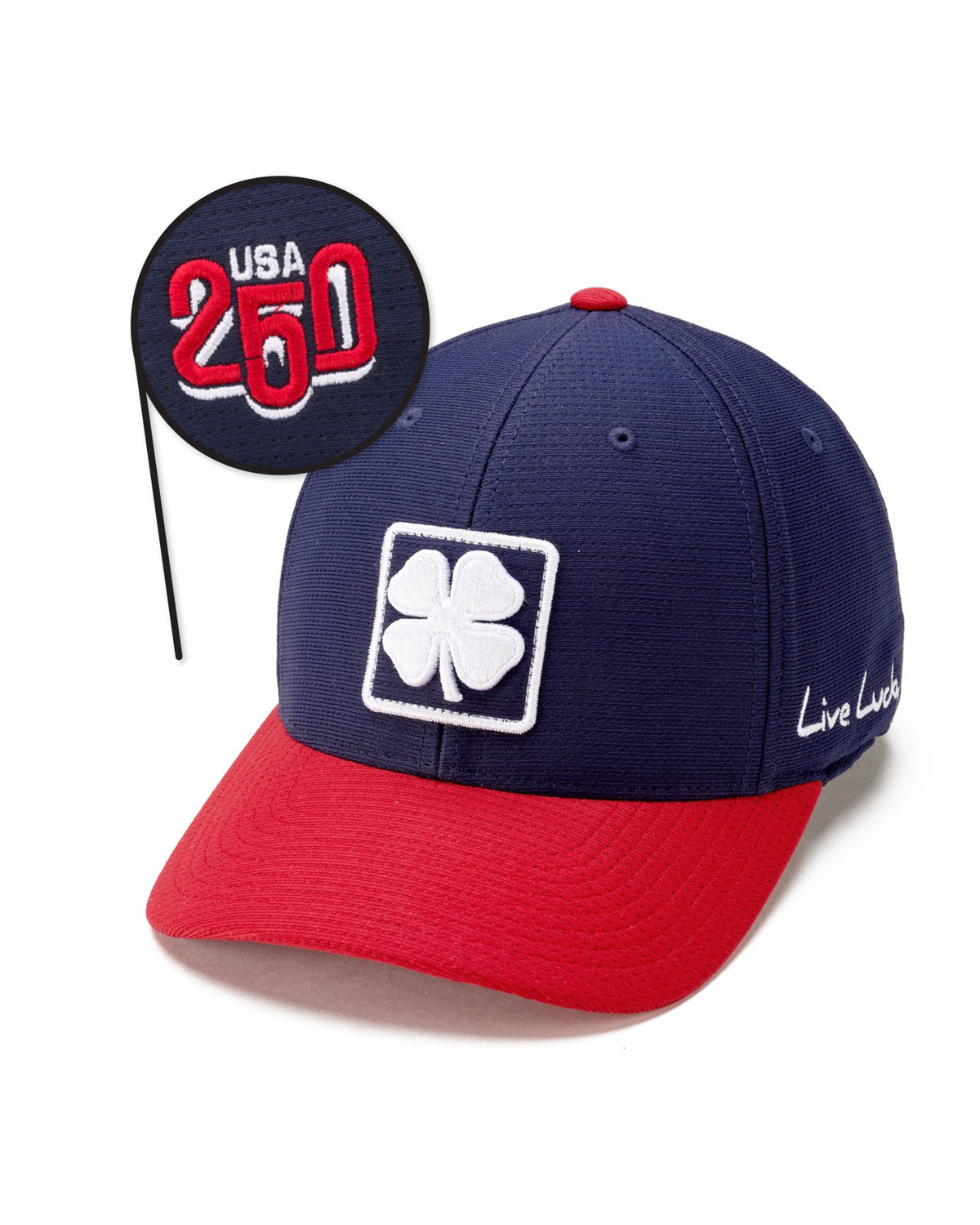 Black Clover Unisex Adjustable Red and Navy Hat with Embroidered Clover Logo