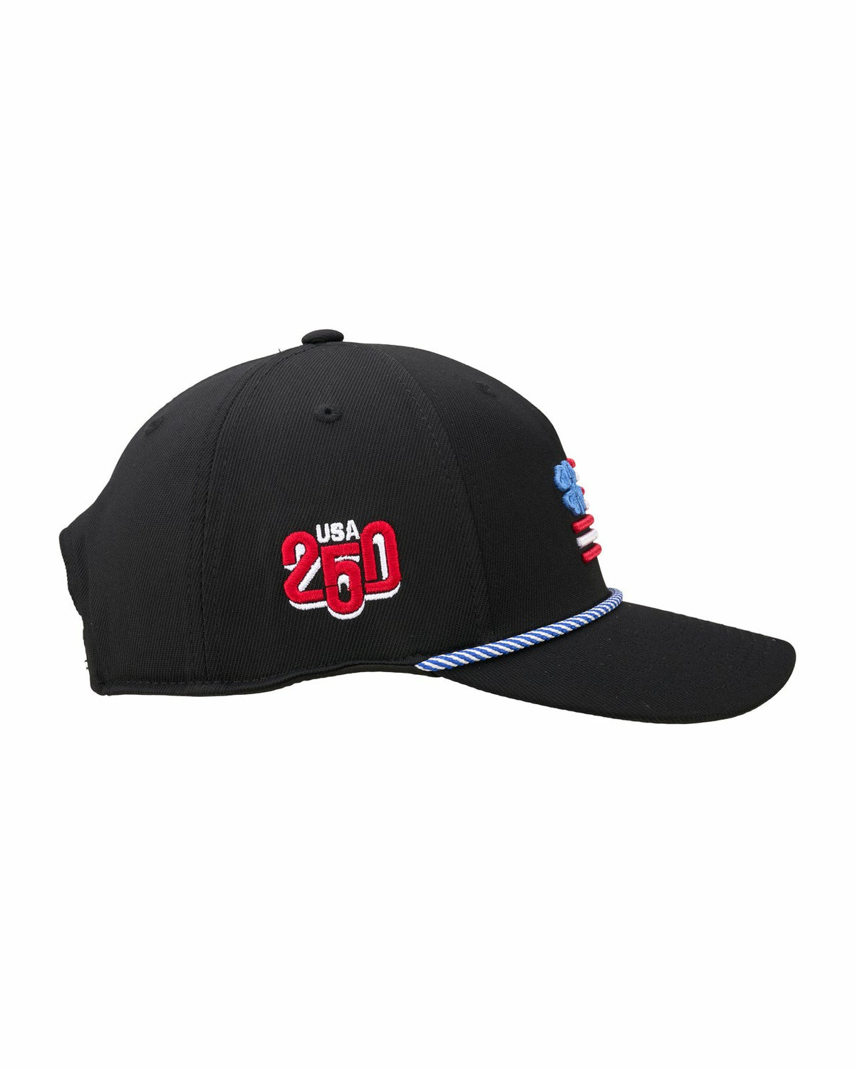 Black Clover Unisex Adjustable Black USA Flag Patriotic Hat with Rope
