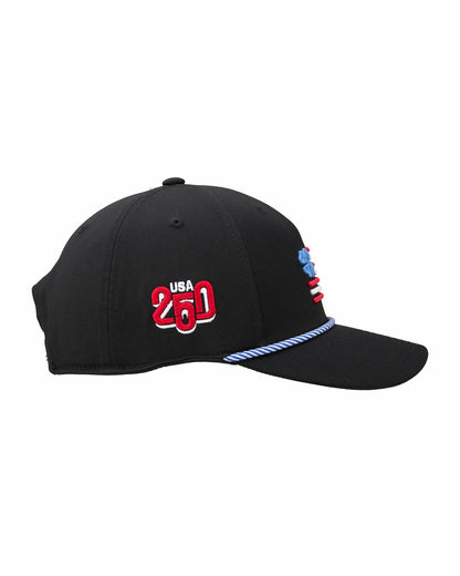 Black Clover Unisex Adjustable Black USA Flag Patriotic Hat with Rope