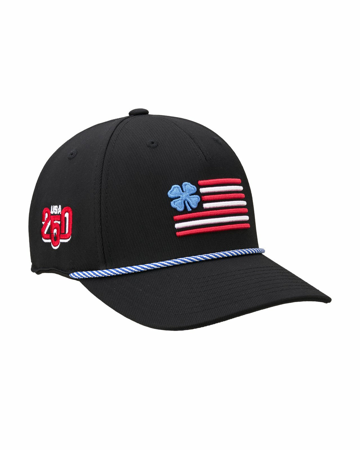 Black Clover Unisex Adjustable Black USA Flag Patriotic Hat with Rope