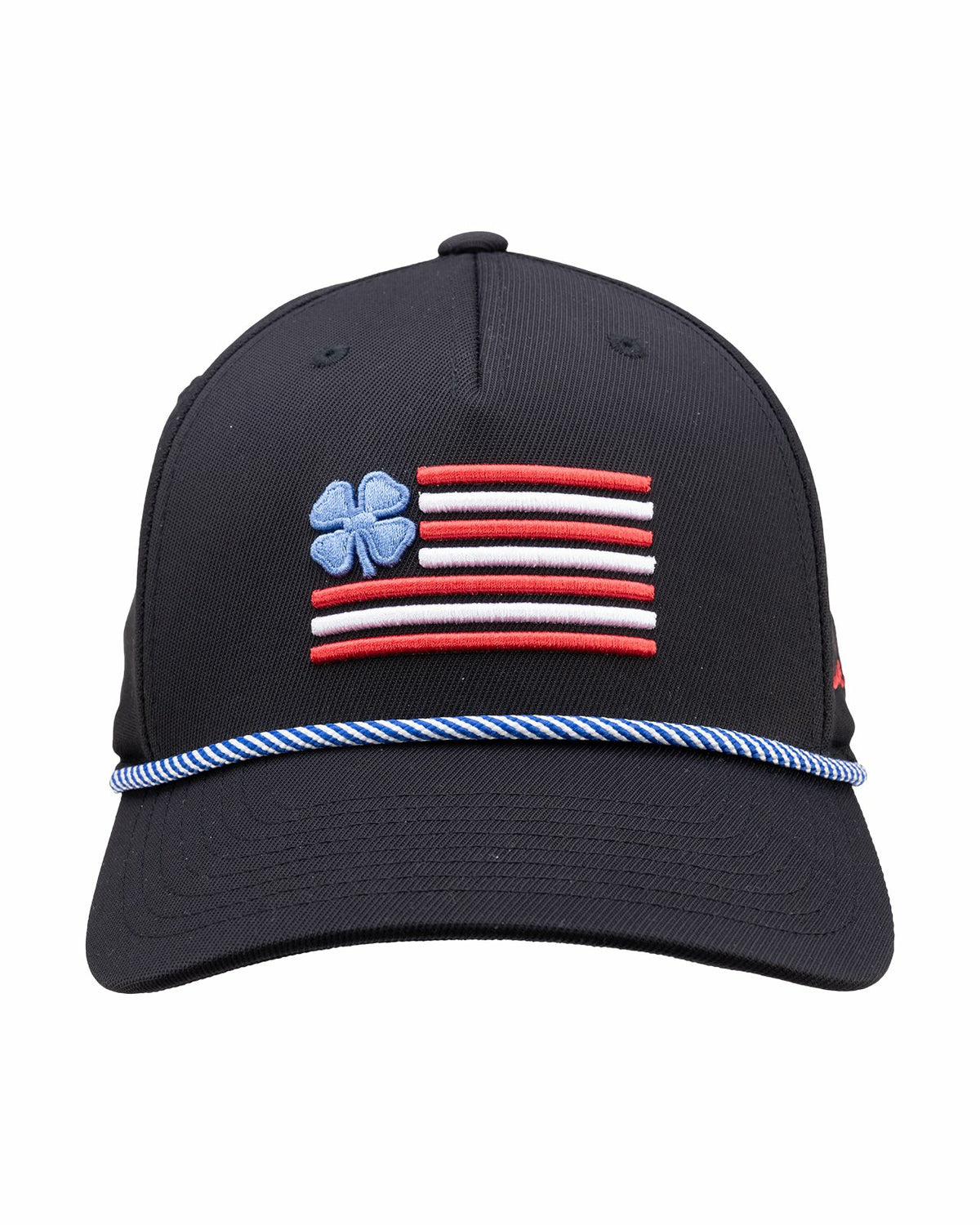 Black Clover Unisex Adjustable Black USA Flag Patriotic Hat with Rope