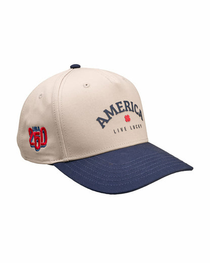 Black Clover Unisex Adjustable Navy and Tan USA Flag Patriotic Hat