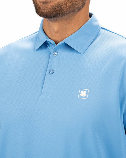 Black Clover Stylish Solid Blue Jacquard Golf or Business Polo