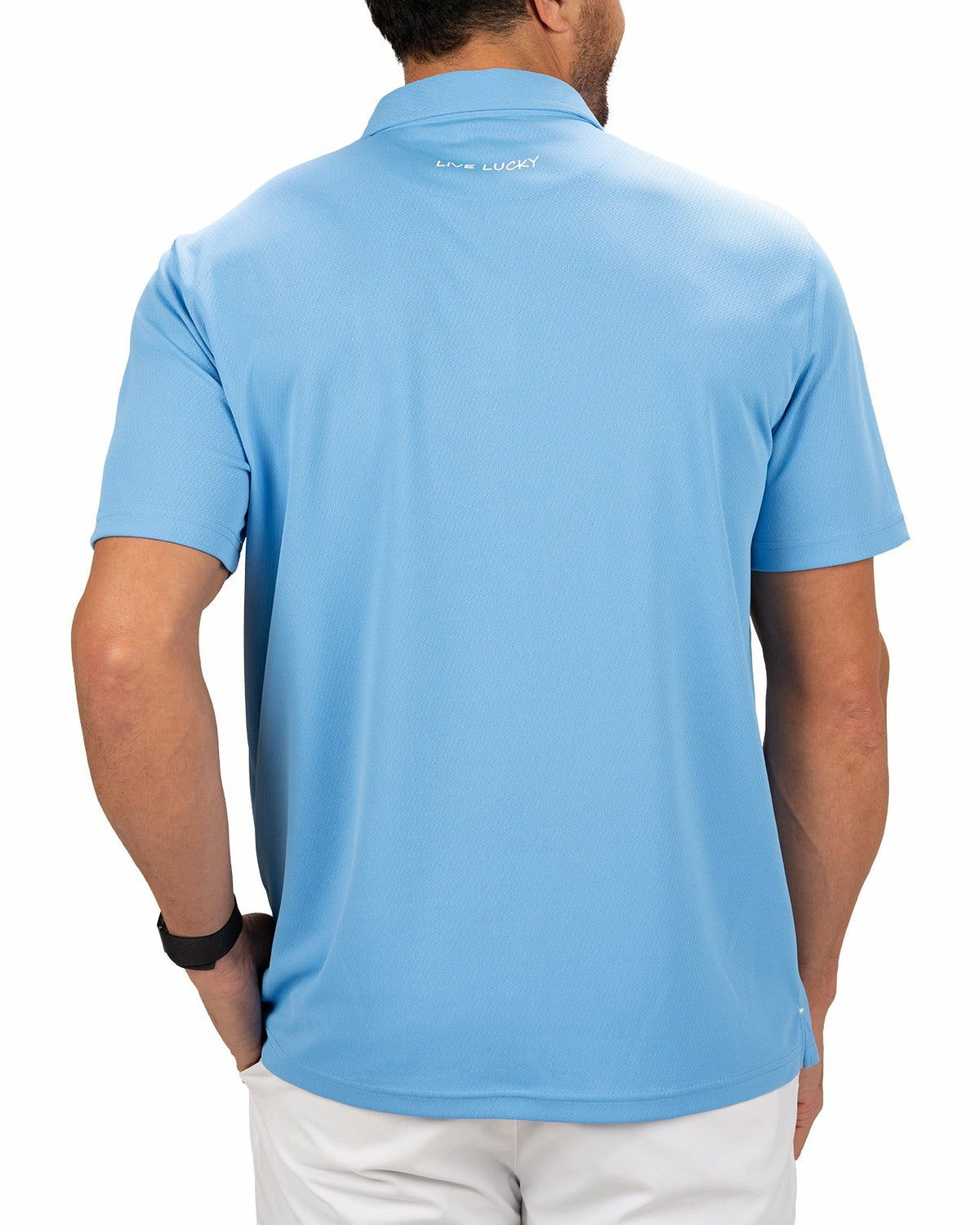 Black Clover Stylish Solid Blue Jacquard Golf or Business Polo