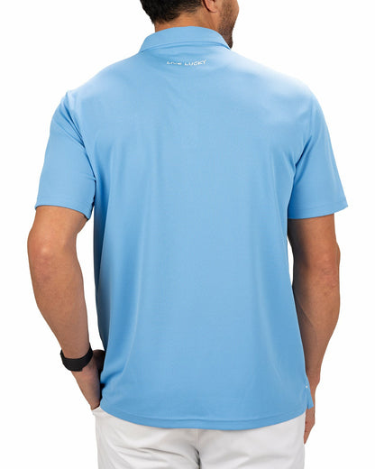 Black Clover Stylish Solid Blue Jacquard Golf or Business Polo